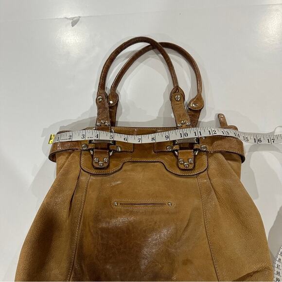 B. Makowsky Brown Tan Leather Shoulder Hobo Bag - Picture 13 of 16